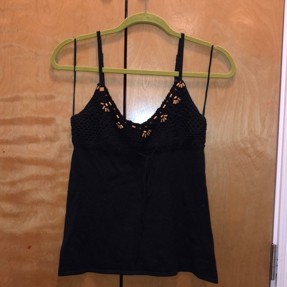 Aqua black knit/ crocheted tank top, sz M, worn once! - Picture 1 of 7